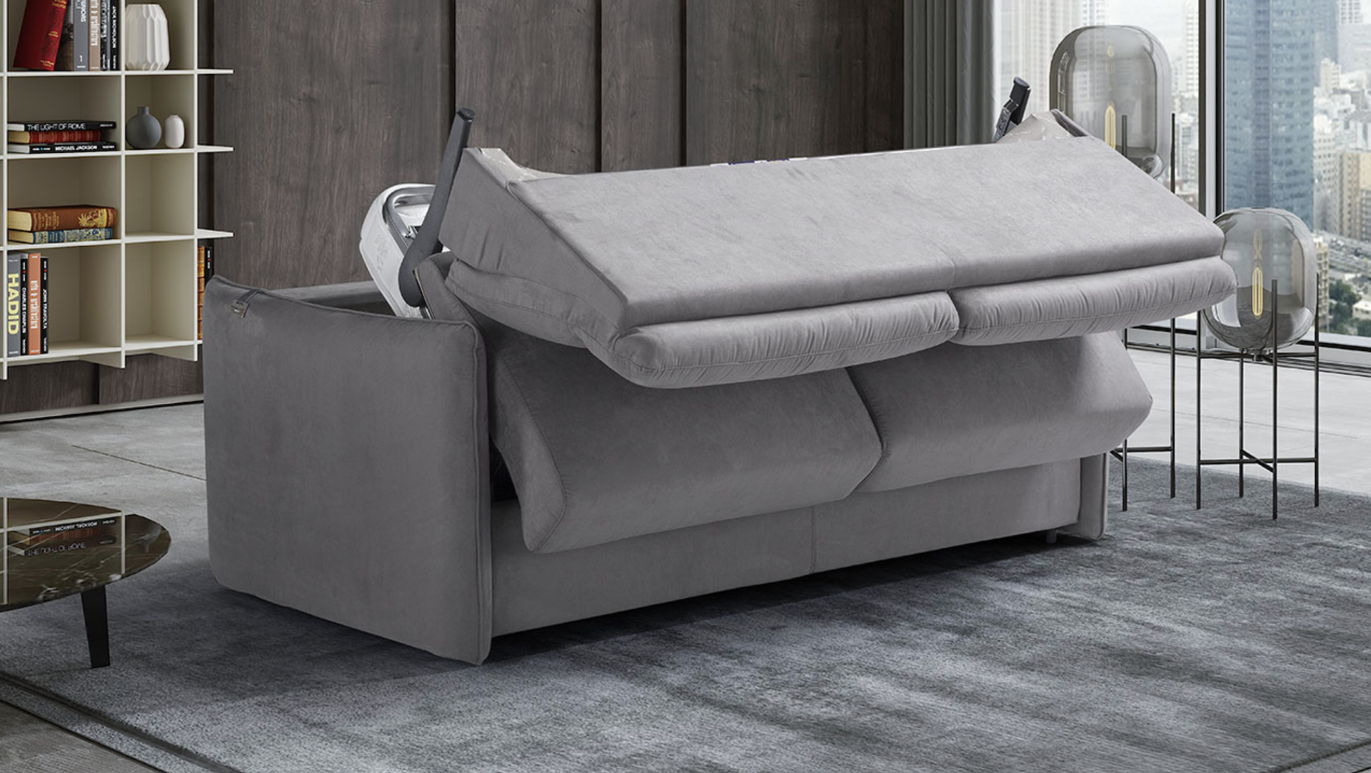 ‘AIMEE’ Italian Crafted 3 Seat Sofa Bed in PLAZA SILVER RRP £1979 - Image 2 of 5
