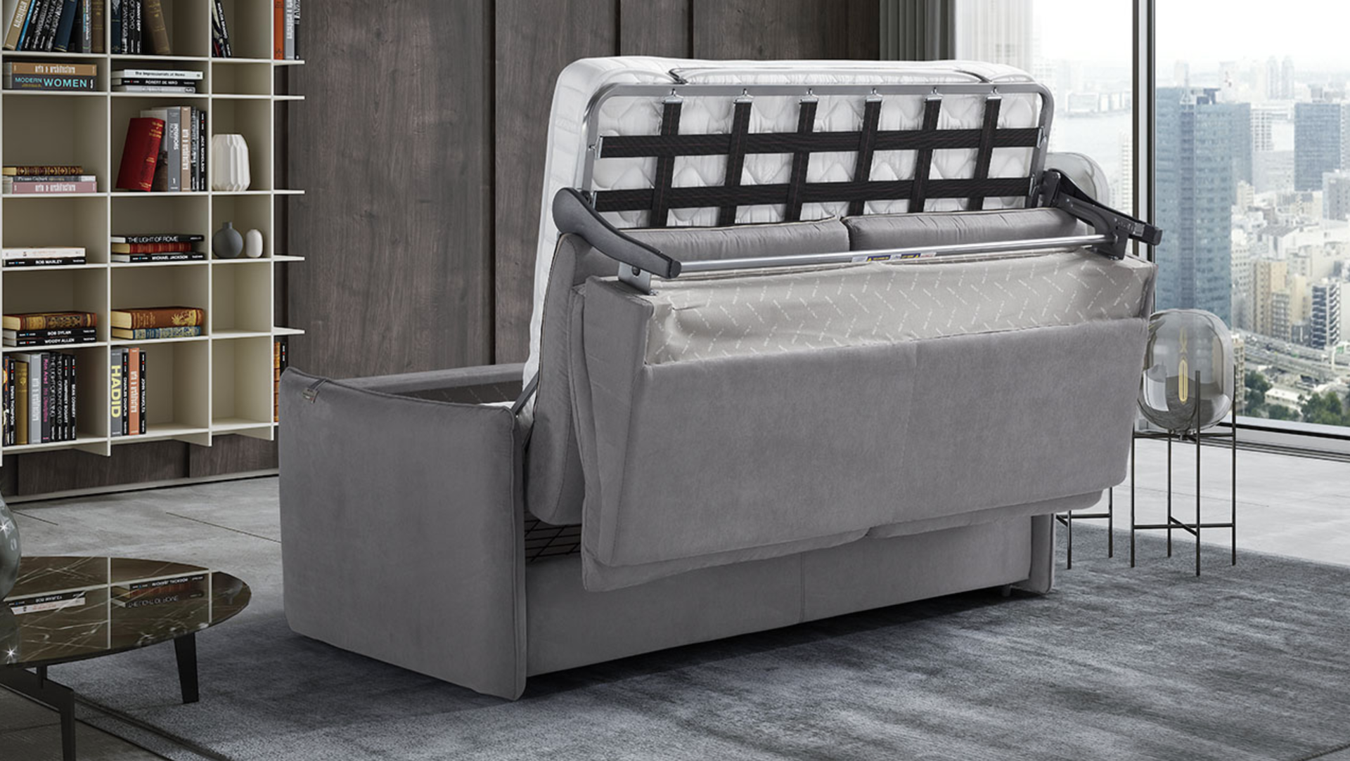 ‘AIMEE’ Italian Crafted 3 Seat Sofa Bed in PLAZA SILVER RRP £1979 - Image 3 of 5