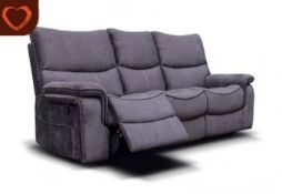 Brand new boxed 3 seater plus 2 seater Emilio reclining sofas in grey fabric