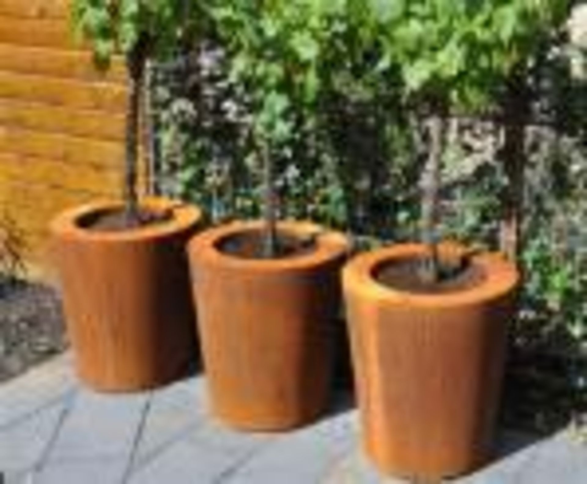 3 x Large Corten Steel Planter Cylinder Tower - AHL-CP13