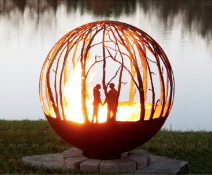 Love Birds - Steel Fire Pit Sphere
