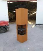 X-Tall Tower Steel Fire Pit, Burner._Rectangular_Wood Burner _AHL-CF19