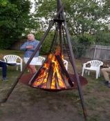 X-Tall Camp fire Suspended Steel Fire Pit, Burner. Camp fire style._Wood Burner - _AHL-CF27