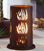 Tall Steel Tower Fire Pit Burner. _Cylinder_Wood Burner _AHL-CF04