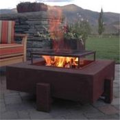 The BIG FIRE GRILL_X-Large Steel Fire Pit Burner. Square_Wood Burner_AHL-CF10