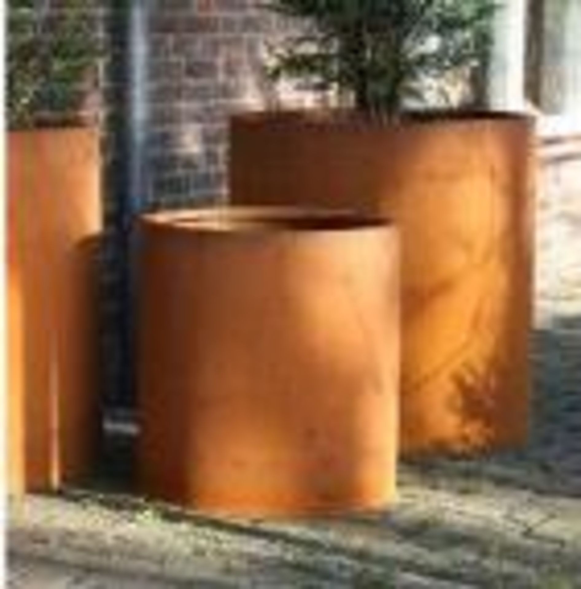 Large Corten Steel Planter Drum - AHL-CP06