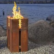 Tall Steel Tower Fire Pit Burner. _Cylinder_Wood Burner _AHL-CF04