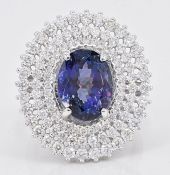 Ring - 7.27 Ct. GIA Tanzanite - 2.15 Ct Diamonds