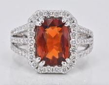 Ring - 7.47 Ct. Garnet Spessartine, Diamonds