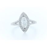 18ct White Gold Single Stone With Halo Setting Ring 1.56 (0.90) Carats