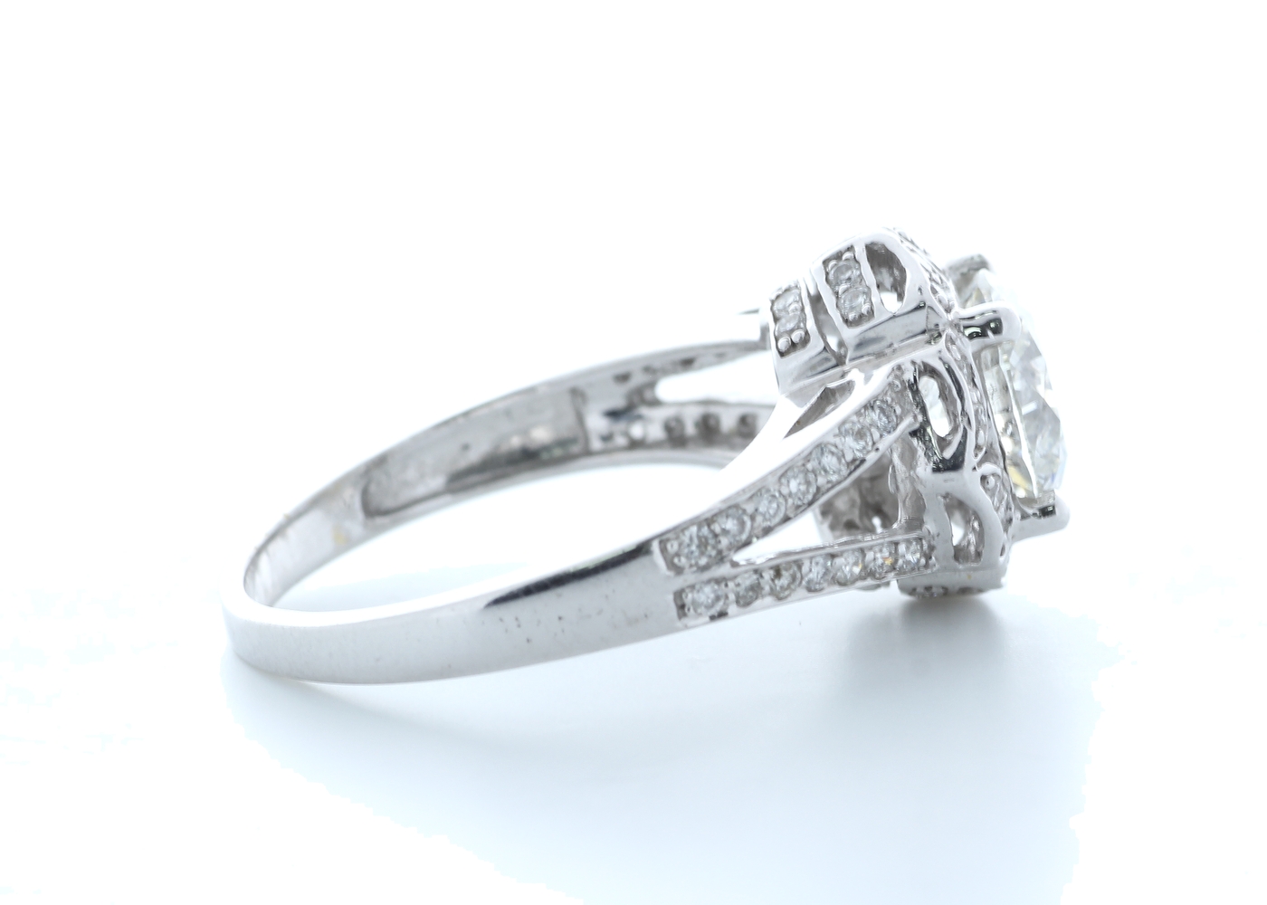 18ct White Gold Single Stone With Halo Setting Ring 2.06 (1.66) Carats - Image 4 of 5
