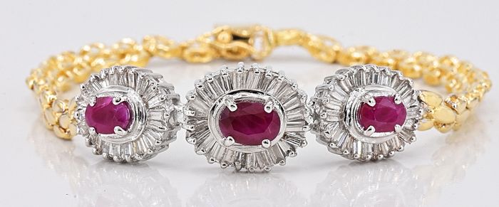 Bracelet - 2.10 Ct. Ruby - 3.55 Ct Diamonds
