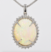 Necklace - 31.10 Ct. Opal - 1.88 Ct Diamonds