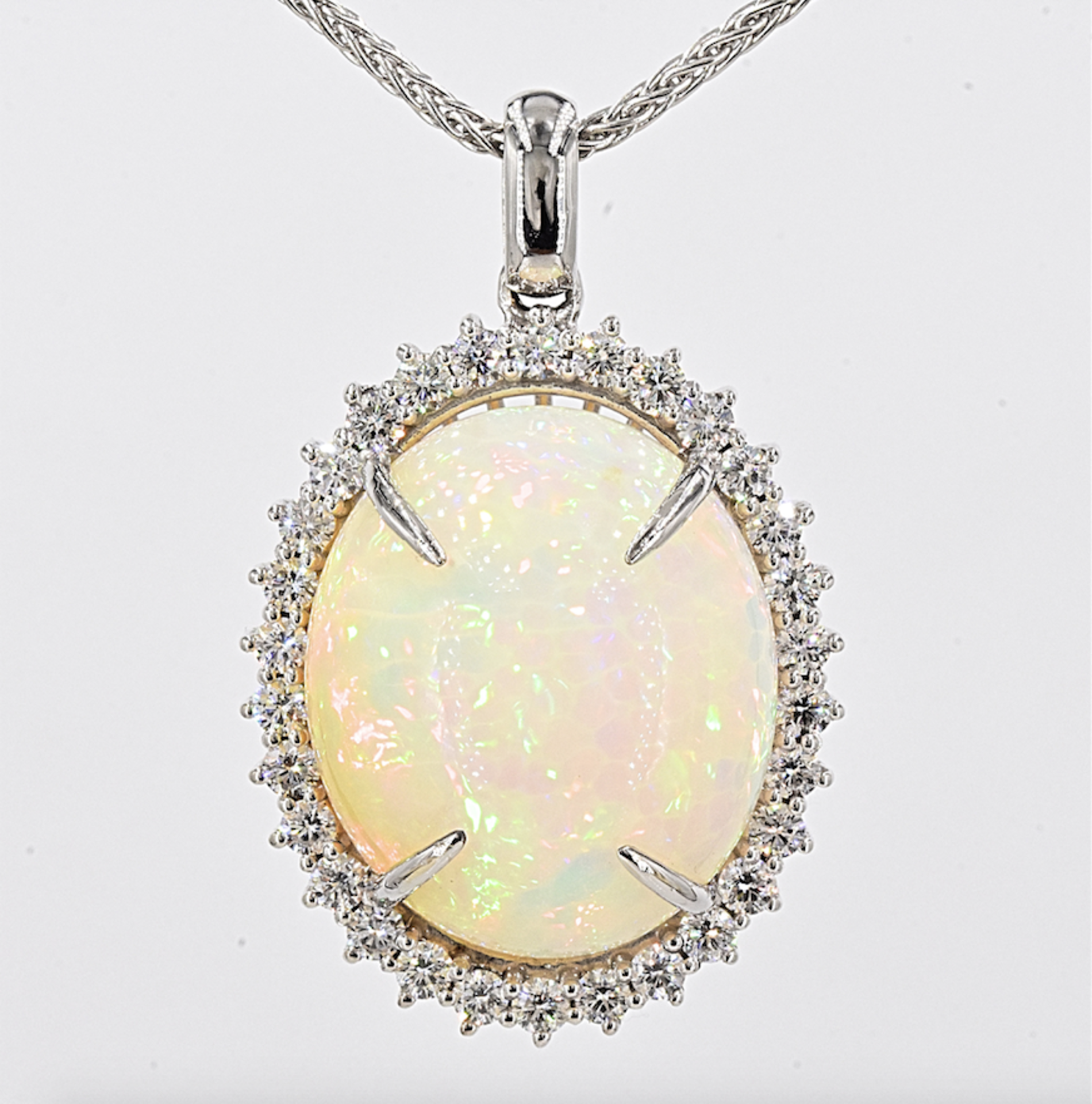 Necklace - 31.10 Ct. Opal - 1.88 Ct Diamonds