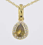 18 kt. Yellow gold - Necklace Diamonds - GIA Alexandrite