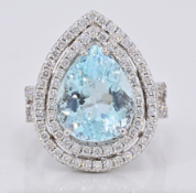 Ring - 9.57 Ct. Aquamarine - 1.59 Ct Diamonds