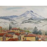 Watercolour signed G. M. Craig, (Gertrude Mary) Barga Italy