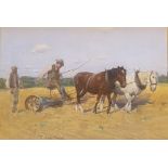 Thomas Austen Brown (1857 - 1924) Scottish signed watercolour “Horse Plough Team”