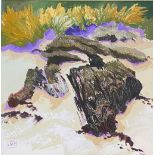 Jean W Bell signed original acrylic oil “Dunes and rocks – Gigha”