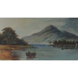 William G. Glover Jn. 1848-1916. Signed Watercolour. Rowing Boat on a Lake