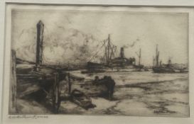 Robert William Arthur Rouse RBA fl. 1882-1929 Signed Etching “Steamer”