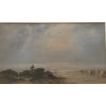 George Lothian Hall signed watercolour Fisherman on shore