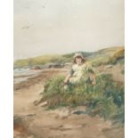 Original watercolour by Scottish artist Tom Patterson "Child on the beach"