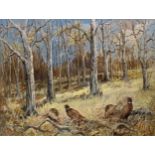 Reuben Ward Binks 1880-1950 large signed watercolour, Pheasants