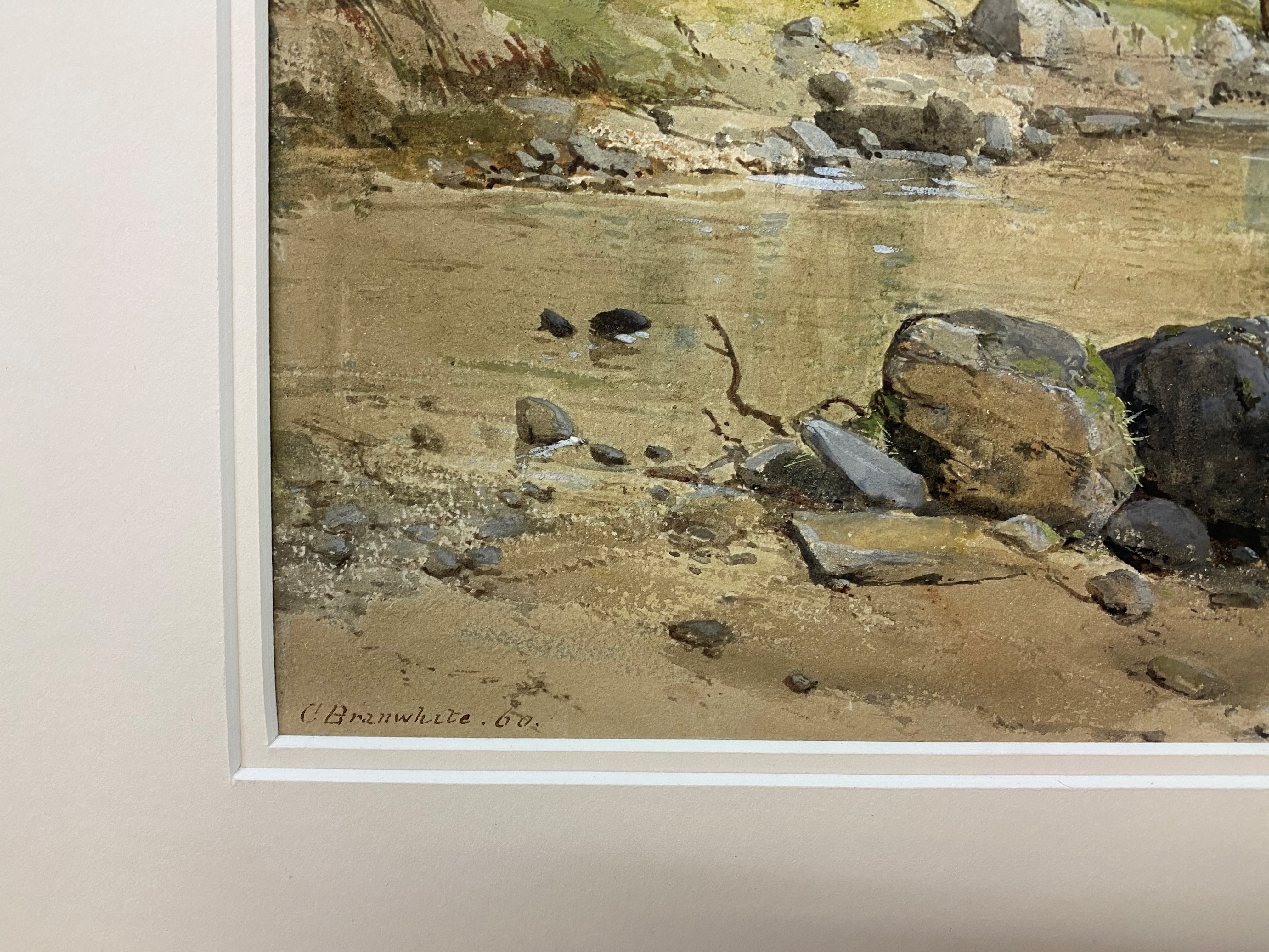 Charles Branwhite signed watercolour children playing by a stream - Image 3 of 3