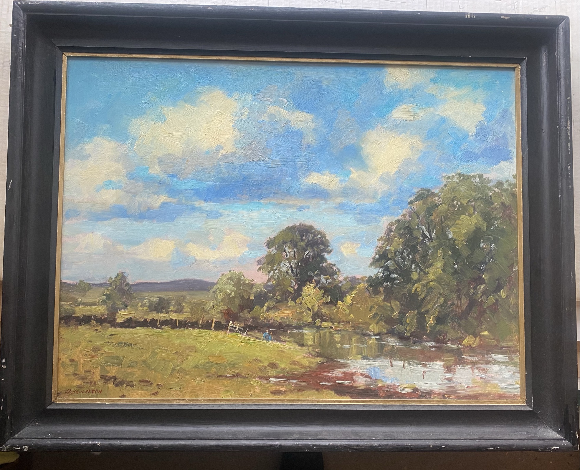 J D Henderson (Scottish) signed oil “Kelvin Burn” - Image 2 of 3