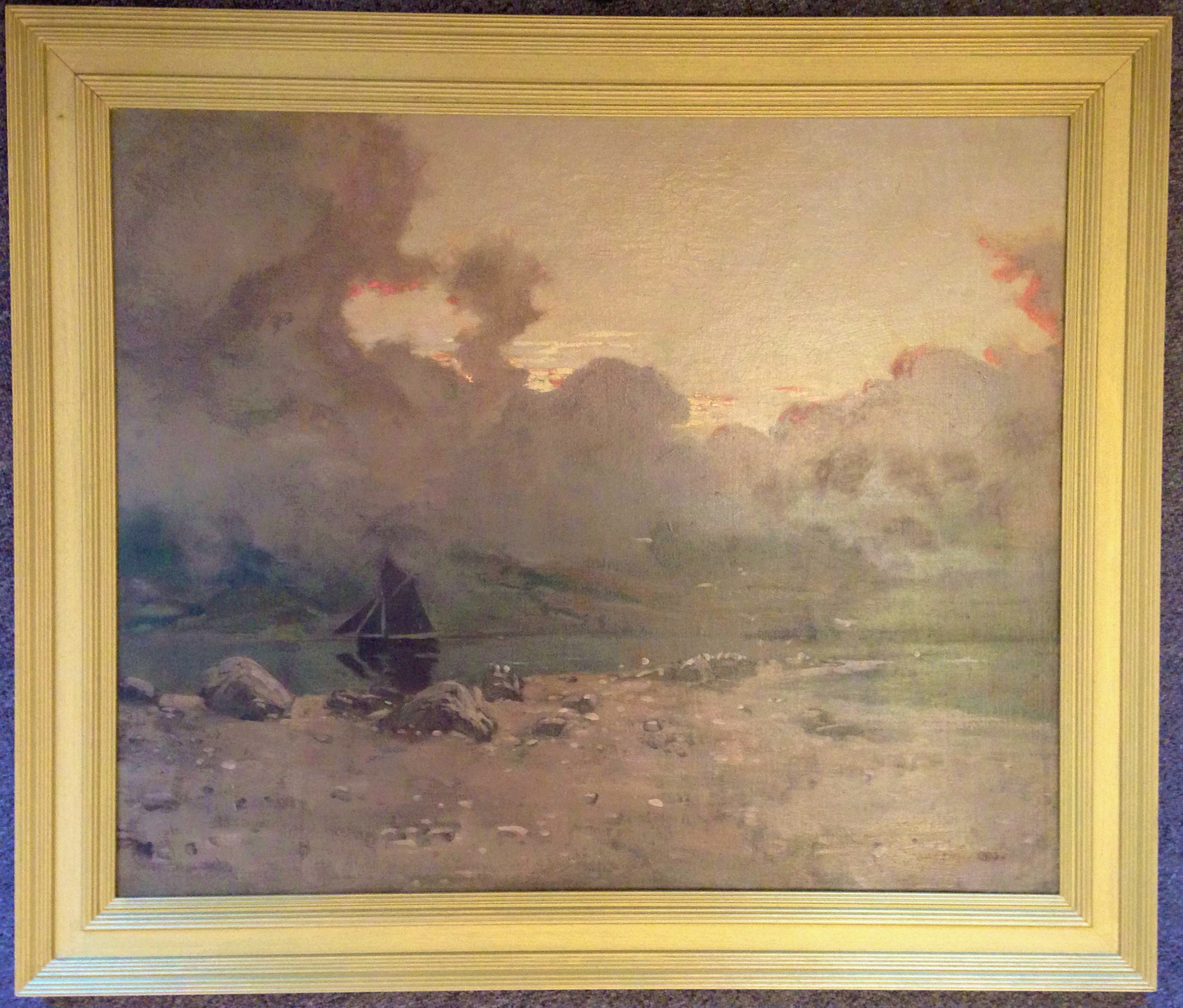 Sailing boat at Sunset by Scottish artist Alexander Frew Exhibited RA, RSA & GI - Image 2 of 2