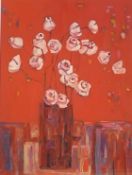 Stefka O’Doherty “Flowers in red” Signed oil on board