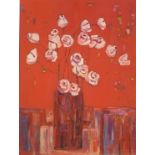 Stefka O’Doherty “Flowers in red” Signed oil on board