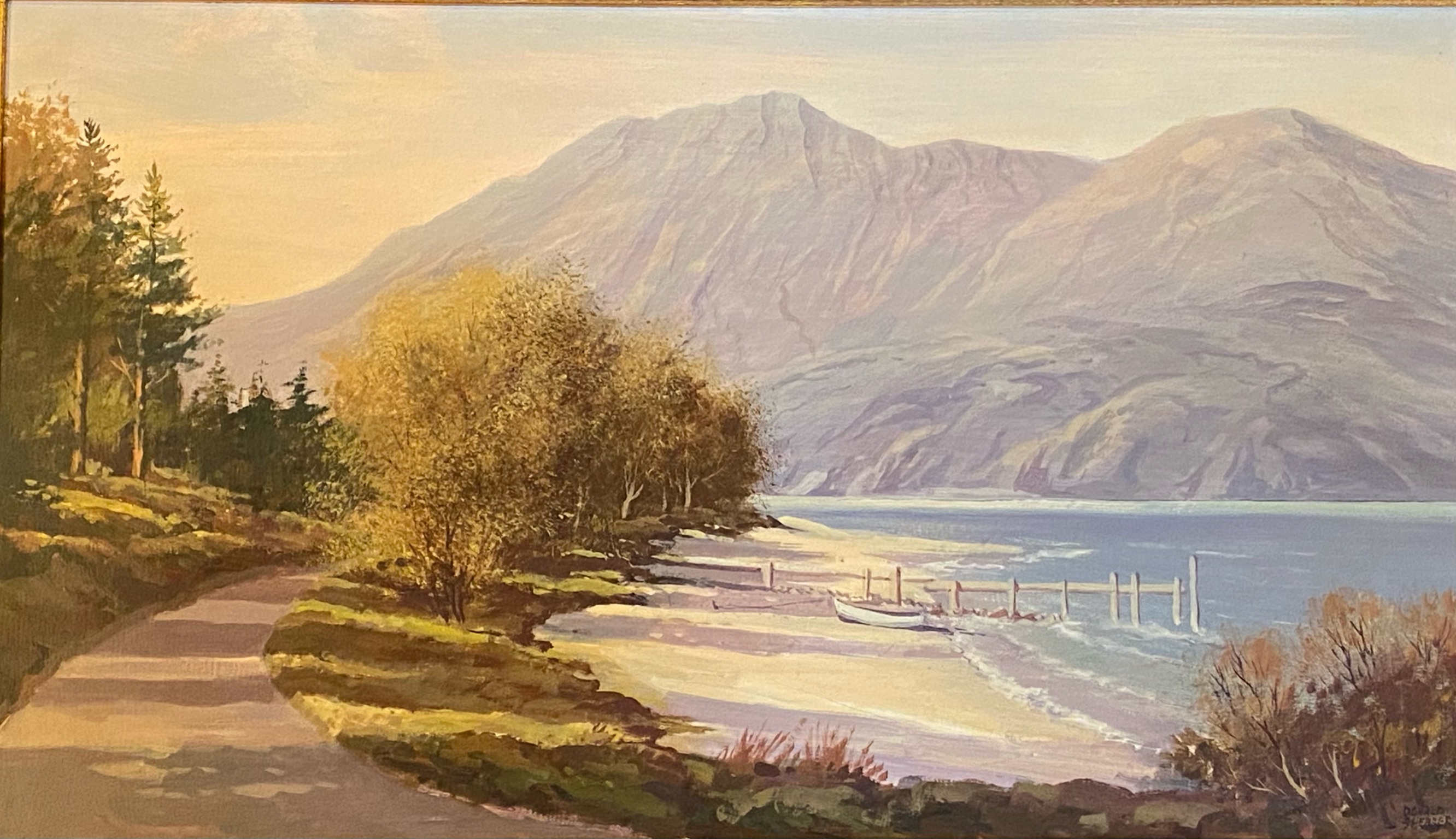 Donald M Shearer (Scottish) Original signed oil Scottish View "The mouth of Loch Maree"