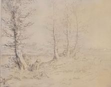 Alphonse Legros French 1837-1911 Signed etching "Along the riverbank"