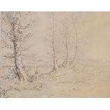 Alphonse Legros French 1837-1911 Signed etching "Along the riverbank"