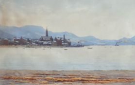 Largs Scotland signed watercolour By Captain George Drummond fish