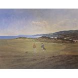 Royal Portrush 5th golfing print signed A/P by Scottish artist Peter Munro