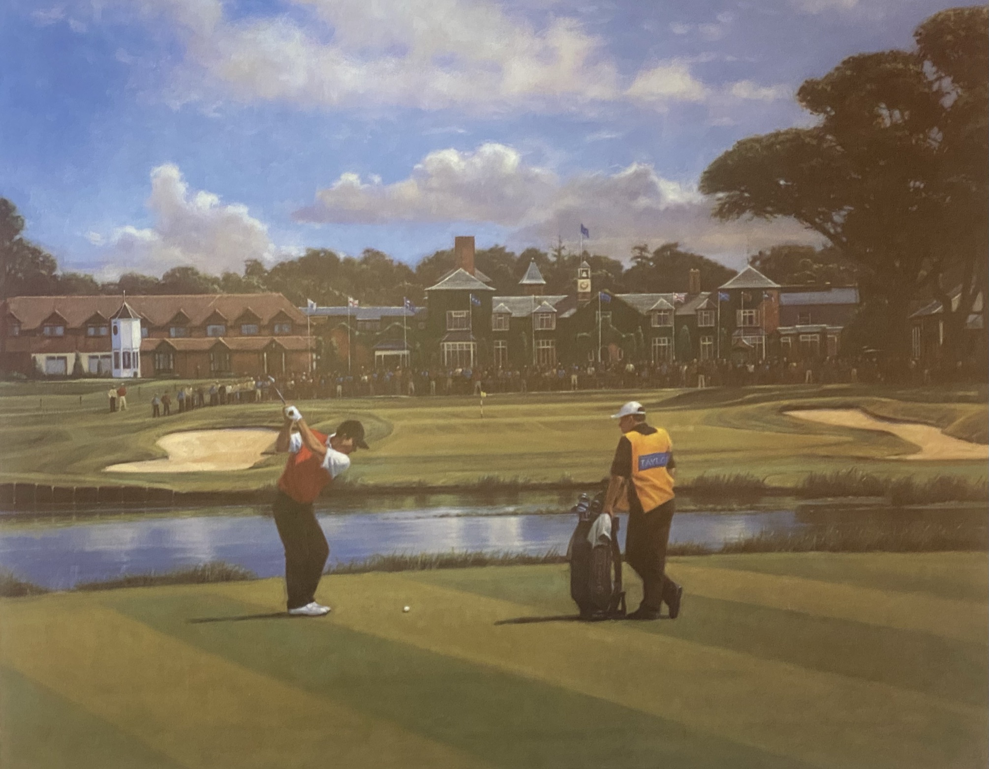 Belfrey 18th golfing print signed A/P by Scottish artist Peter Munro