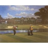 Belfrey 18th golfing print signed A/P by Scottish artist Peter Munro