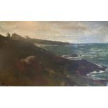 Edwin Ellis (1842–1895) Coastal scene large unframed Signed oil painting