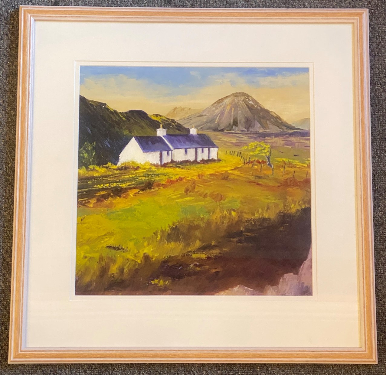 Original oil painting by Scottish artist Marion-M De’Ath Black Rock Cottage Rannoch Moor - Image 2 of 6