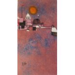 Paul Klee vintage silk screen print Orange moon