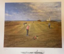 Turnbury golfing print signed A/P by Scottish artist Peter Munro