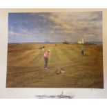 Turnbury golfing print signed A/P by Scottish artist Peter Munro