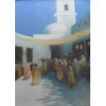 Attributed to Hans Jacob Hansen 1853-1947 Watercolour Arabic marketplace