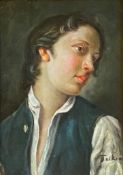 Portrait of a boy Oil on board signed Jackson