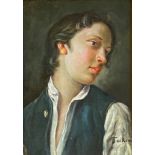 Portrait of a boy Oil on board signed Jackson