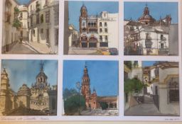 Six Saville Spanish Street scenes Original watercolours by James Steel Scottish artist