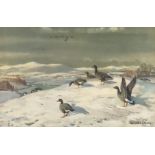 Donald Watson Print "Bean Geese in Winter Threave Castle Kirkcudbright"